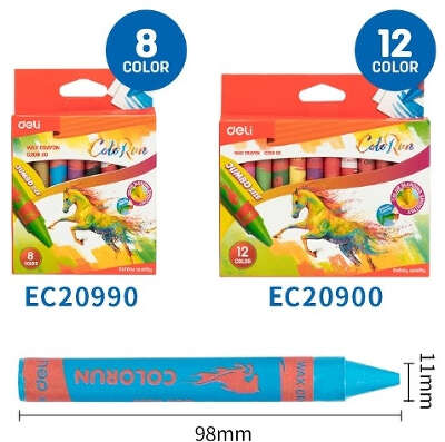 Восковые мелки Deli EC20900 Colorun утолщенные 12цв. картон.кор./европод.