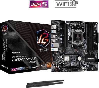 Материнская плата mATX LGAAM5 ASRock B650M PG Lightning WiFi