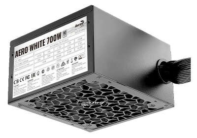 Блок питания Aerocool ATX 700W AERO WHITE 80+ (20+4pin) APFC 120mm fan 5xSATA RTL