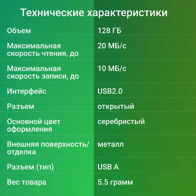 Флеш Диск Digma 128Gb DRIVE2 DGFUM128A20SR USB2.0 серебристый