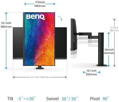 Монитор 27" BenQ PD2705UA IPS UHD HDMI, DP, USB Type-C USB-Hub