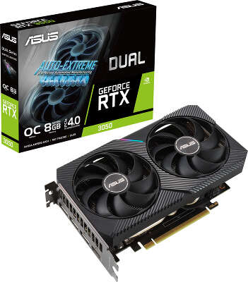 Видеокарта Asus PCI-E 4.0 DUAL-RTX3050-O8G NVIDIA GeForce RTX 3050 8Gb 128bit GDDR6 1822/14000 HDMIx1 DPx3 HDCP Ret