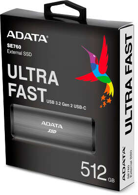 Накопитель SSD A-Data USB3.2 Gen2 512GB ASE760-512GU32G2-CTI SE760 1.8" серый