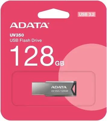 Флеш Диск A-Data 128Gb UV350 AUV350-128G-RBK USB3.0 серебристый