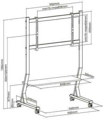 Подставка для телевизора Ultramounts UM306W белый 45"-90" макс.60кг напольный мобильный