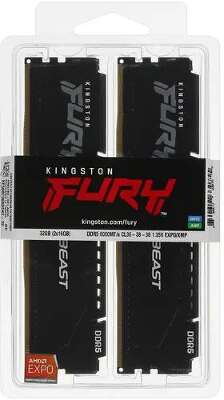 Набор памяти DDR5 DIMM 2x16Gb DDR6000 Kingston FURY Beast Black EXPO (KF560C36BBEK2-32)