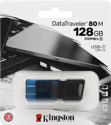 Флеш Диск Kingston 128Gb DataTraveler 80 M Type-C DT80M/128GB USB3.2 черный