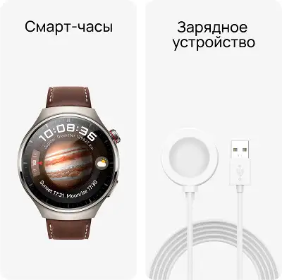 Смарт-часы Huawei Watch 4 Pro Medes-L19L 1.5" AMOLED корп.серебристый рем.темно-коричневый разм.брасл.:140-210мм (55020APB)