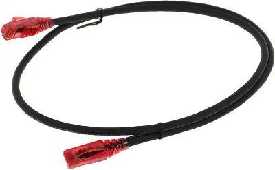 Патч-корд Hyperline PC-LPM-UTP-RJ45-RJ45-C5e-1M-LSZH-BK PC-LPM-UTP-RJ45-RJ45-C5E-1M UTP RJ-45 вил.-вилка RJ-45 кат.5E 1м черный LSZH (уп.:1шт) 24AWG