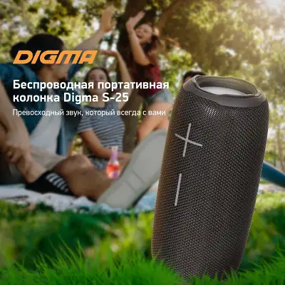 Колонка порт. Digma S-25 черный 10W 1.0 BT/3.5Jack/USB 2400mAh (SP2510B)