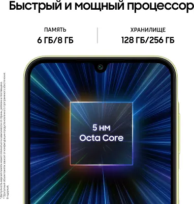 Смартфон Samsung Galaxy A25 5G, Exynos 1280, 6Gb RAM, 128Gb, желтый (SM-A256EZYDCAU)