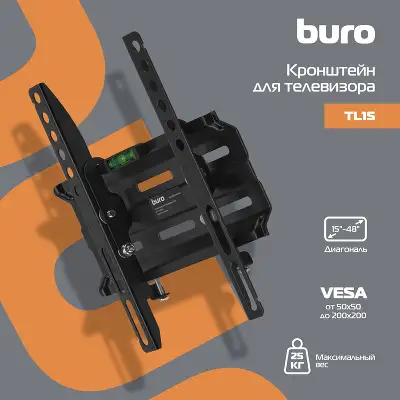 Кронштейн для телевизора Buro TL1S черный 15"-48" макс.25кг настенный наклон