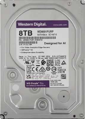 Жесткий диск WD SATA-III 8TB WD8001PURP Surveillance Purple Pro (7200rpm) 256Mb 3.5"