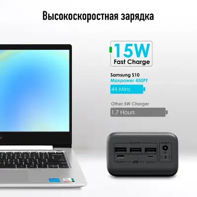 Мобильный аккумулятор Itel Maxpower 450PF 45000mAh 3A 3xUSB-A/USB-C черный