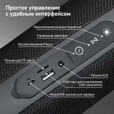 Колонка порт. Digma S-25 черный 10W 1.0 BT/3.5Jack/USB 2400mAh (SP2510B)