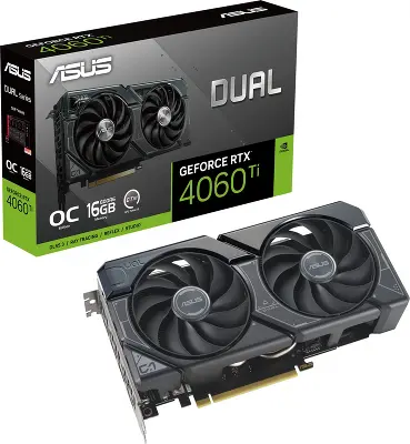 Видеокарта ASUS NVIDIA nVidia GeForce RTX 4060Ti Dual OC 16Gb DDR6 PCI-E HDMI, 3DP