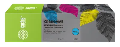 Картридж струйный Cactus CS-M0J90AE 991XL голубой (250мл) для HP PW 755dn/MFP774dn/779dn/Pro750dw/772dn