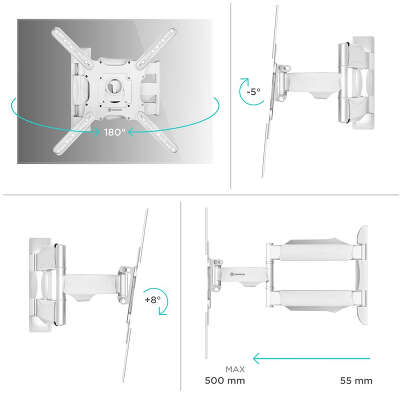 Кронштейн для телевизора Onkron M4 белый 32"-65" макс.35кг настенный поворот и наклон