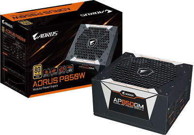 Блок питания Gigabyte ATX 850W AORUS GP-AP850GM 80+ gold (20+4pin) APFC 135mm fan 6xSATA Cab Manag RTL