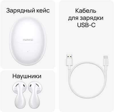 Наушники вкладыши Huawei FreeBuds 5 Honey-T10 белый беспроводные bluetooth в ушной раковине (55036456)