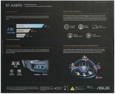 Роутер Wi-Fi ASUS RT-AX89X, 802.11a/b/g/n/ac/ax, 2.4 / 5 ГГц (90IG04J1-BM3010)