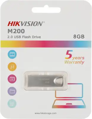 Флеш Диск Hikvision 8GB M200 HS-USB-M200/8G USB2.0 серебристый