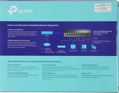 Коммутатор TP-LINK TL-SF1008LP, 8*10/100