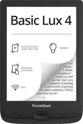 Электронная книга 6" PocketBook 618 Basic Lux 4 Ink, WiFi, чёрная [PB618-P-WW]