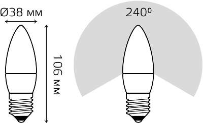 Лампа светодиодная Gauss Elementary 30210 10Вт цок.:E27 свеча 220B 3000K св.свеч.бел.теп. (упак.:10шт)