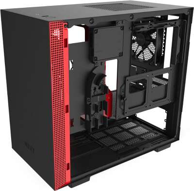 Корпус NZXT H210i, черный/красный, mini-ITX, Без БП (CA-H210I-BR)