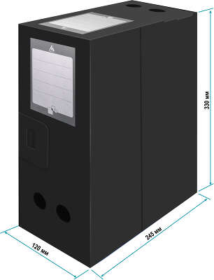 Короб архивный вырубная застежка Бюрократ -BA120BLCK пластик 1мм корешок 120мм 330x245мм черный