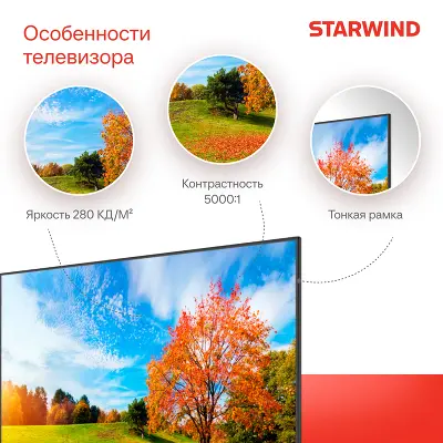 Телевизор 65" StarWind SW-LED65UG402, 4K UHD, HDMIx3, USBx2, WiFi, Smart TV, черный