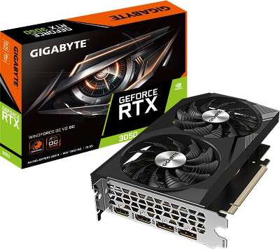 Видеокарта GIGABYTE NVIDIA nVidia GeForce RTX 3050 WindForce 8Gb DDR6 PCI-E DVI, HDMI, DP