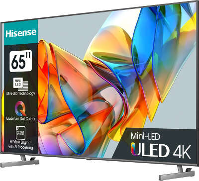 Телевизор 65" Hisense 65U6KQ, 4K UHD, DVB-T /T2 /C, HDMIx3, USBx2, WiFi, Smart TV, темно-серый