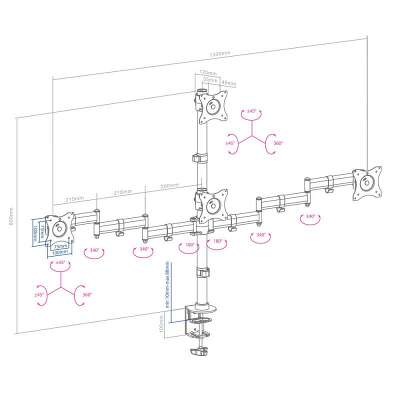 Кронштейн для мониторов Arm Media LCD-T16 черный 15"-32" макс.40кг настольный поворот и наклон верт.перемещ.