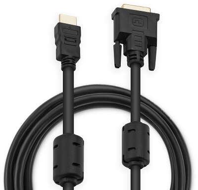 Кабель Buro HDMI (m) DVI-D (m) 1.8м (HDMI-19M-DVI-D-1.8M) феррит.кольца черный