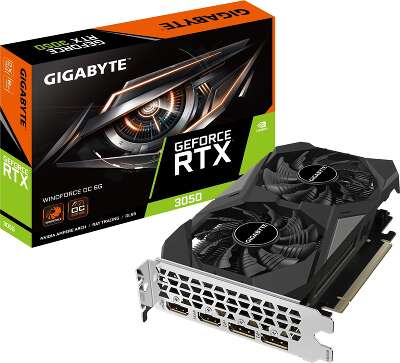 Видеокарта GIGABYTE NVIDIA nVidia GeForce RTX 3050 WindForce 6Gb DDR6 PCI-E DVI, 2HDMI, 2DP