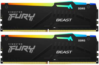 Набор памяти DDR5 DIMM 2x32Gb DDR5200 Kingston Fury Beast Black RGB (KF552C36BBEAK2-64)