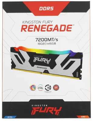 Модуль памяти DDR5 DIMM 16Gb DDR7200 Kingston FURY Renegade Silver RGB (KF572C38RSA-16)