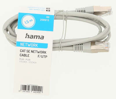 Патч-корд Hama H-200915 UTP cat.5E solid 1.5м серый RJ-45 (f)-RJ-45 (m) (00200915)