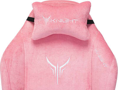 Кресло игровое Knight N1 Fabric розовый Velvet 36 с подголов. крестов. металл