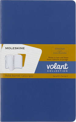 Блокнот Moleskine VOLANT QP721B41M17 Large 130х210мм 96стр. линейка мягкая обложка синий/желтый янтарный (2шт)