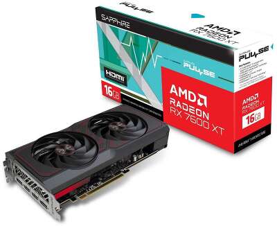 Видеокарта Sapphire AMD Radeon RX 7600XT PULSE GAMING OC 16Gb DDR6 PCI-E HDMI, 3DP