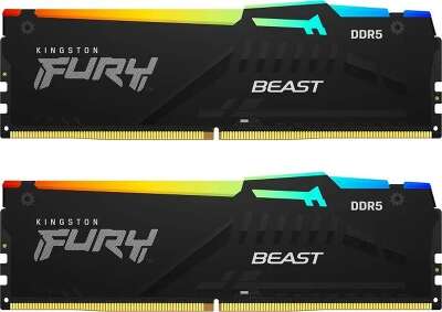 Набор памяти DDR5 DIMM 2x32Gb DDR4800 Kingston Fury Beast Black RGB (KF548C38BBAK2-64)