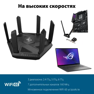 Wi-Fi роутер ASUS RT-AXE7800, 802.11a/b/g/n/ac/ax, 2.4 / 5 ГГц