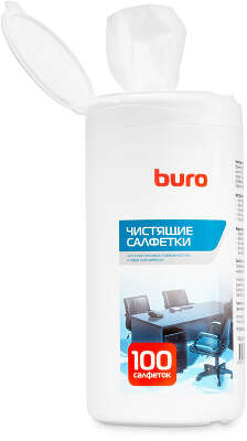 Салфетки Buro BU-Tsurl для пластиковых поверхностей и офисной мебели туба 100шт влажных