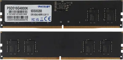 Память DDR5 2x8GB 4800MHz Patriot PSD516G4800K Signature RTL Gaming PC5-38400 CL40 DIMM 288-pin 1.1В Ret