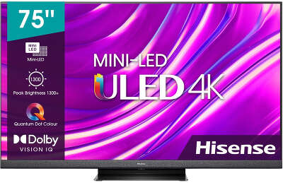 Телевизор 75" Hisense 75U8HQ, QLED, 4K UHD, черный