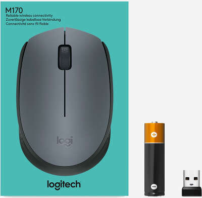 Мышь Logitech M170 серый/черный оптическая 1000dpi беспров. USB 2but (910-004646)