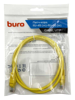 Патч-корд Buro UTP-5E-1M-Y UTP 4 пары cat.5E CCA molded 1м желтый RJ-45 (m)-RJ-45 (m)